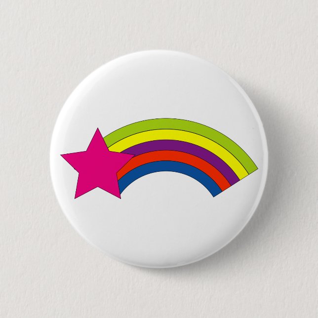 Bright Rainbow & Pink Star Colourful 6 Cm Round Badge (Front)