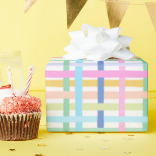 Bright Rainbow Plaid Gift Wrap - Colourful Neon