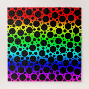 Bright Rainbow Polka Dot Jigsaw Puzzle