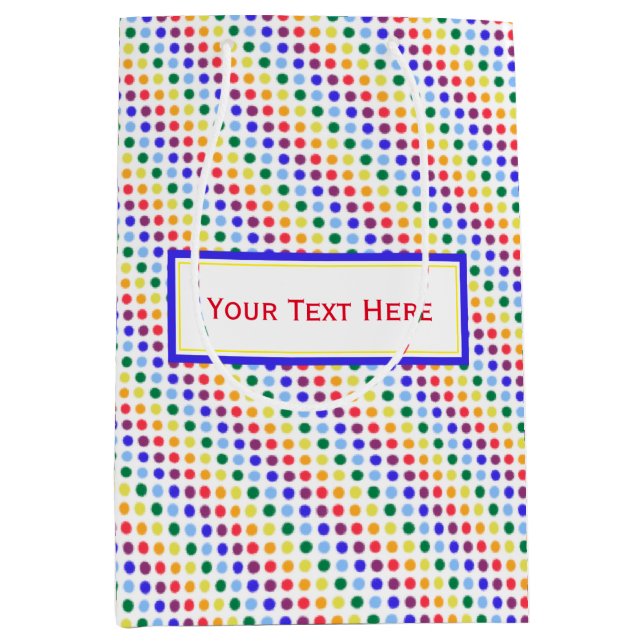 Bright Rainbow Polka Dots Party Medium Gift Bag (Front)