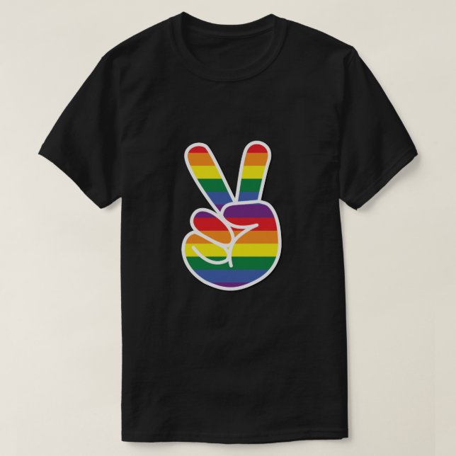 Bright Rainbow Pride Peace Sign T-Shirt (Design Front)