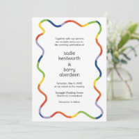 Bright Rainbow Squiggle Frame Modern Wedding