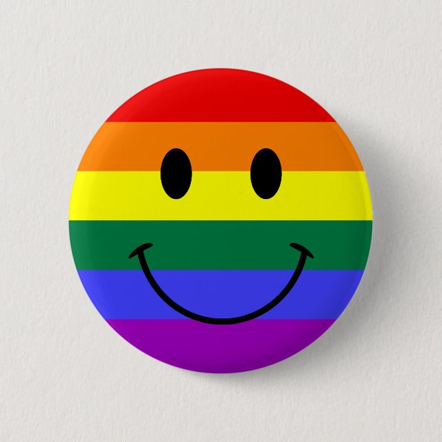 Bright Rainbow Stripe Face 6 Cm Round Badge (Front)