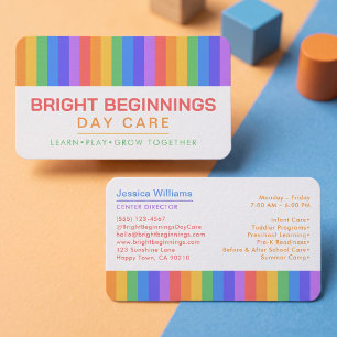Bright Rainbow Stripe Modern Personalised Design Business Card