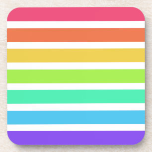Bright rainbow stripes coaster