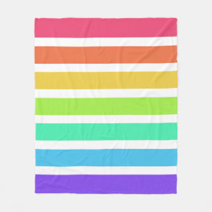 Bright rainbow stripes fleece blanket
