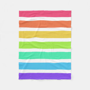 Bright rainbow stripes fleece blanket