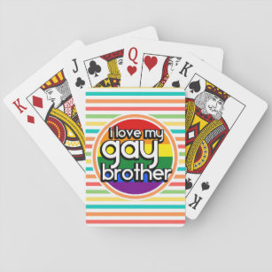 Bright Rainbow Stripes; Gay Brother Playing Cards