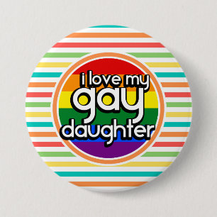 Bright Rainbow Stripes, Gay Daughter 7.5 Cm Round Badge