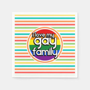 Bright Rainbow Stripes, Gay Family Napkin
