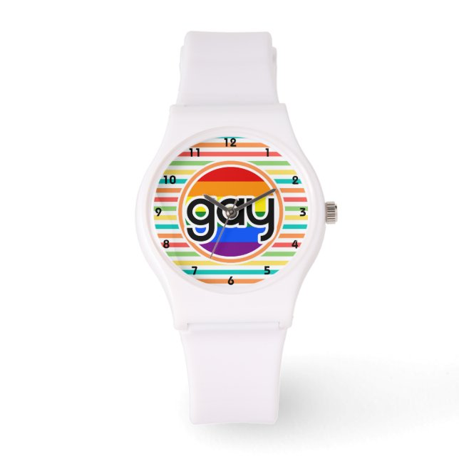 Bright Rainbow Stripes, Gay Watch (Front)