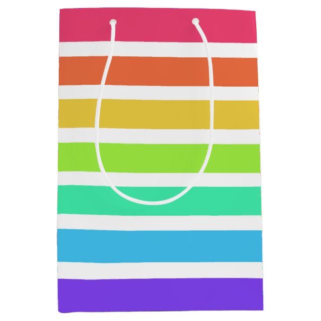 Bright rainbow stripes medium gift bag (Front)
