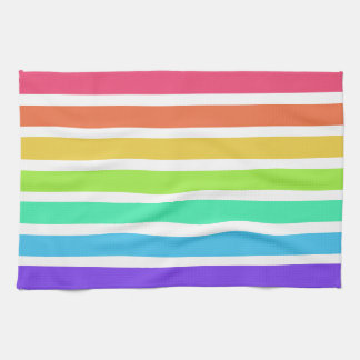 Bright rainbow stripes tea towel