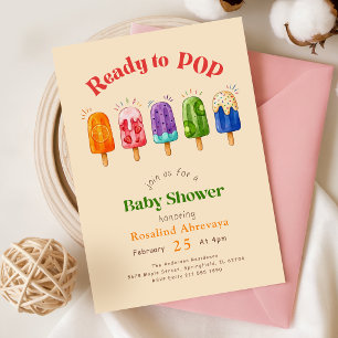 Bright Rainbow Summer Popsicle Baby Shower Invitation