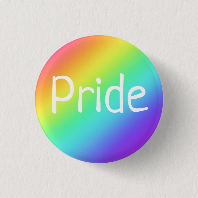 Bright Rainbow & White PRIDE Pin-on Button (Front)