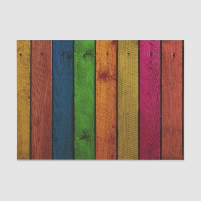 Bright Rainbow Wood Plank Tissue Paper (Front)
