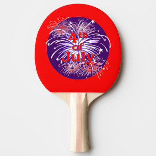 Bright Red 4th of July Fireworks Celebration Ping Pong Paddle