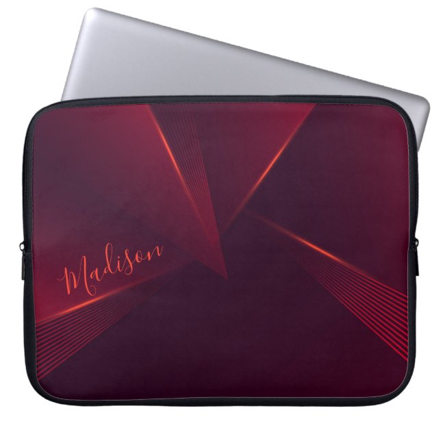 Bright Red Abstract Pattern and Customisation Laptop Sleeve (Front)