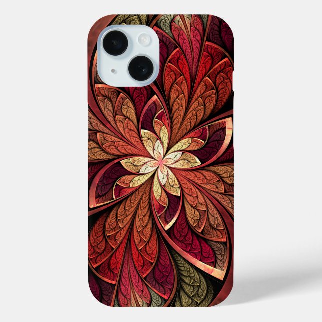 Bright Red Abstract Stained Glass Pattern Case-Mate iPhone Case (Back)