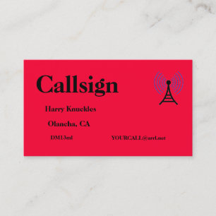 Bright Red Amateur Radio Call Sign Business Card
