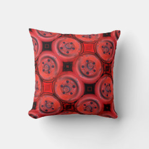 bright red and black abstract pattern cushion