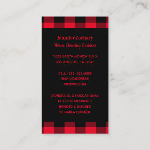 Bright Red and Black Buffalo Plaid Business Card