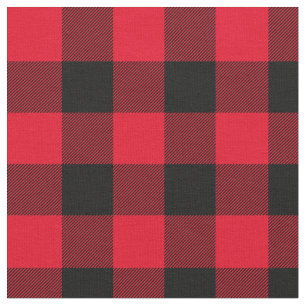 Bright Red and Black Buffalo Plaid Fabric