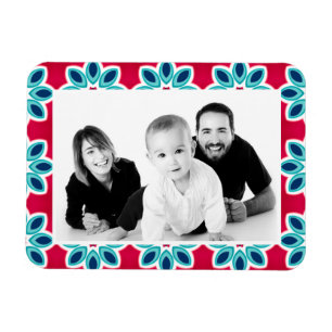 Bright Red and Blue Modern Geometric Photo Magnet