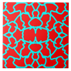 Bright red and teal attractive pattern  tile
