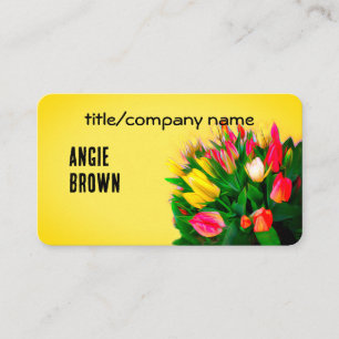  bright red and yellow tulips extreme colour  business card