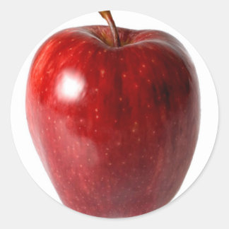 Bright Red Apple Classic Round Sticker