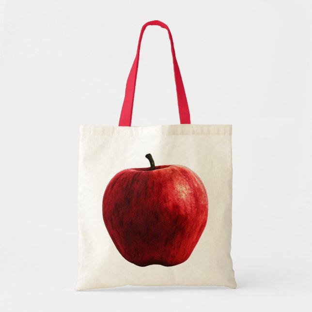 Bright Red Apple Tote Bag (Front)