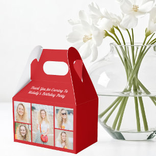 Bright Red Birthday Photo Collage Party Favour Box