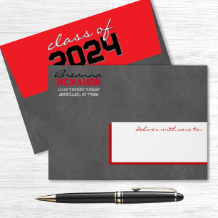 Bright Red & Black Graduation Chalkboard Envelopes