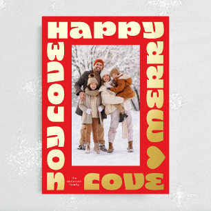 bright red bold gold modern christmas photo