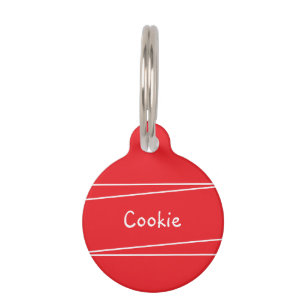 Bright Red Bold Modern Simple Personalized Pet Tag