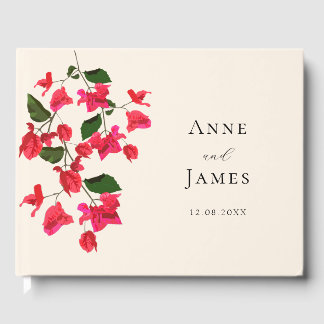 Bright Red Bougainvillea Flower Guest Wedding Book