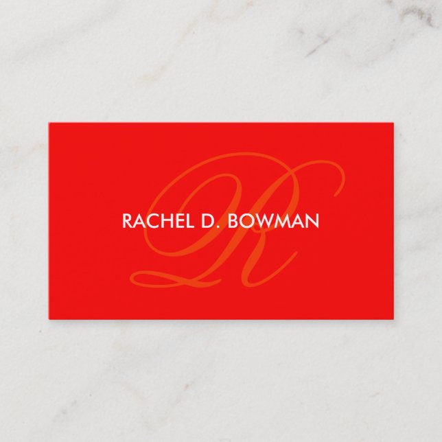 Bright Red Business Card Monogram Template "R" (Front)