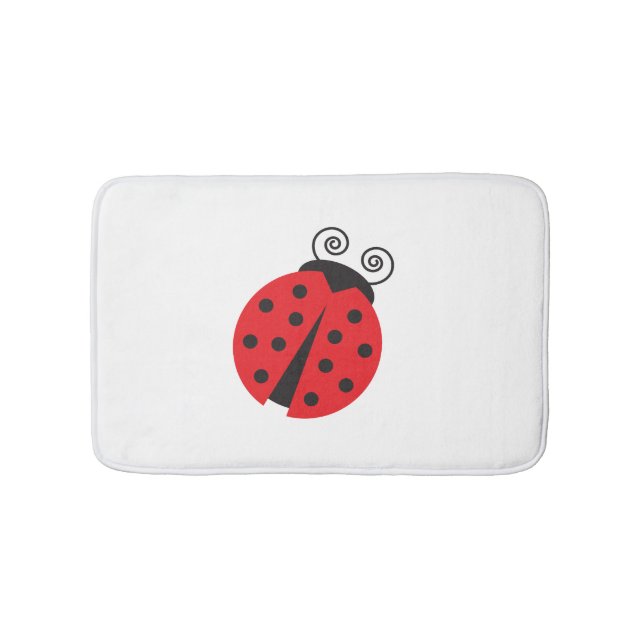 Bright Red Cartoon Ladybug Bath Mat (Front)
