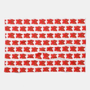 Bright Red Cat — Wide-Eyed Wonder with a Twist Tea Towel