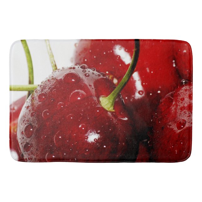 Bright Red Cherries Kitchen Rug Mat Home Decor (Front)