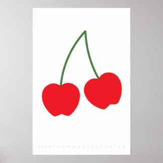 Bright Red Cherry Retro Poster 60's 70's Quote