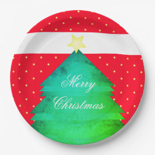 Bright Red Christmas Large Paper Plate