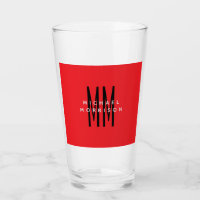 Bright Red Colour Monogram Initial Letters Name