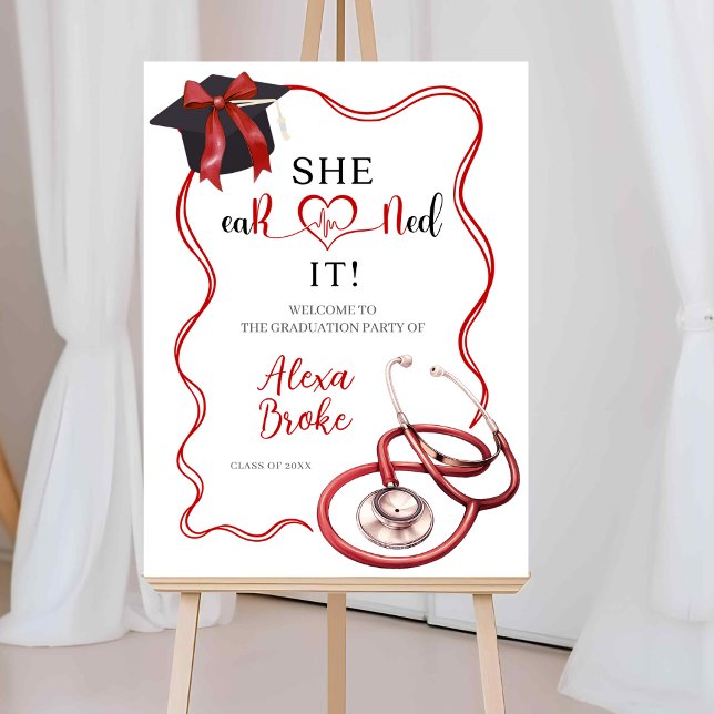 Bright Red Coquette Nurse Graduation Welcome Sign (Creator Uploaded)
