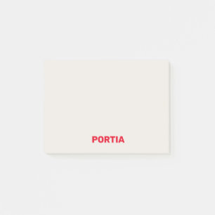Bright red custom name plain grey post-it notes