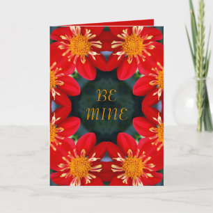 Bright Red Dahlias Valentine Card
