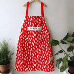 Bright Red Dashing Apron<br><div class="desc">Bright and cheerful,  this vibrant coloured apron features hand-drawn dashes for a playful pattern year round. Personalise with your own name or give as a practical and thoughtful gift!</div>
