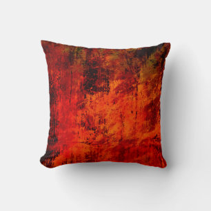 Bright red dirty old black peeled background. Hall Cushion