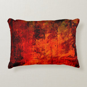 Bright red dirty old black peeled background. Hall Decorative Cushion